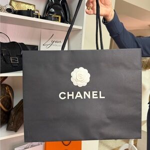 CHANEL Black Bag with White Camellia